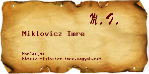 Miklovicz Imre névjegykártya